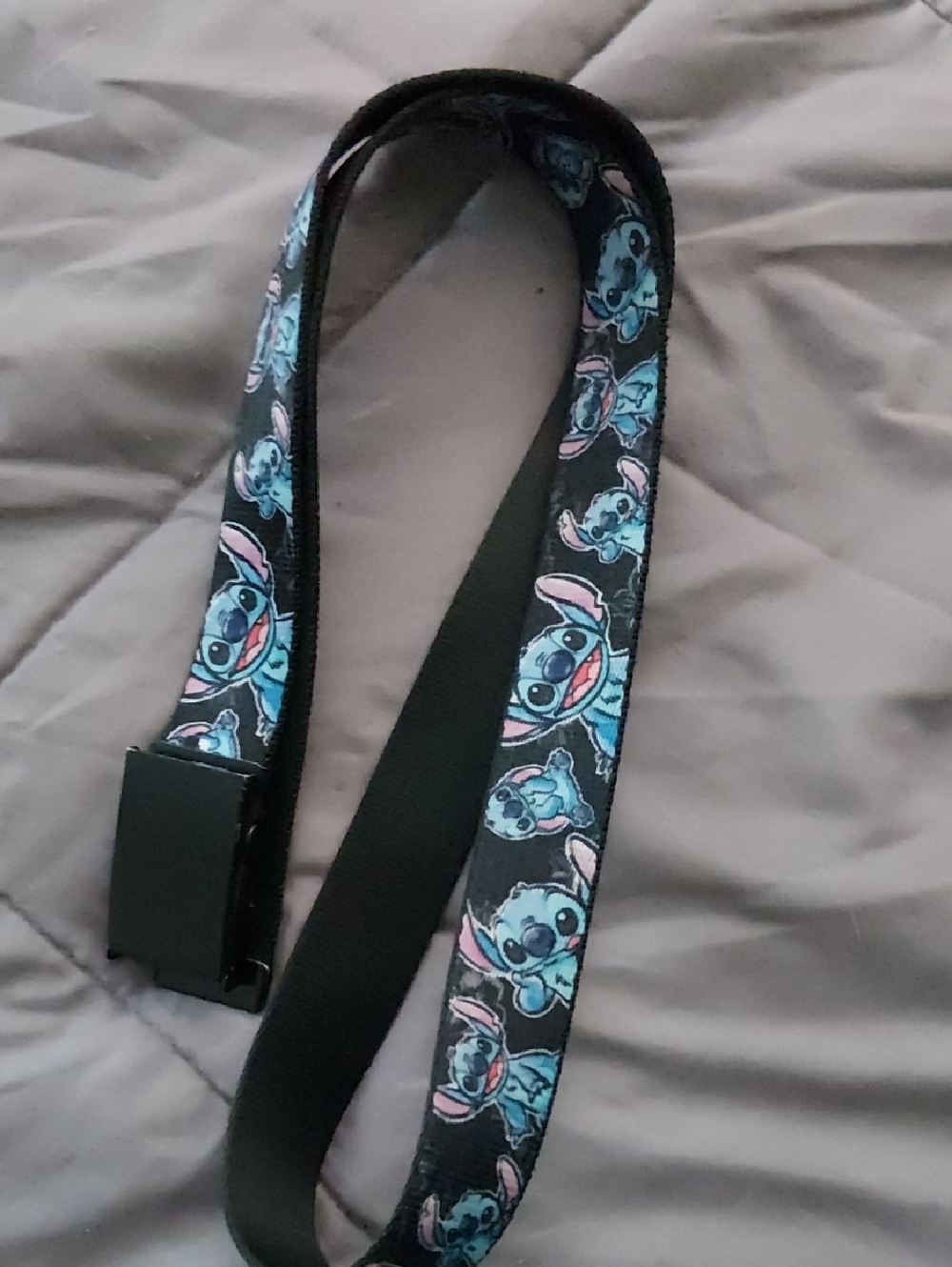 Buckle-Down Black Belt with Blue Stitch Face Pattern